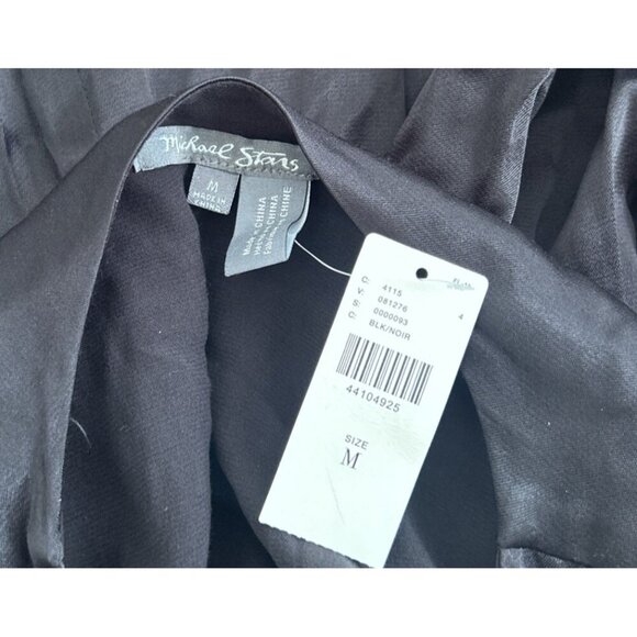 Michael Stars Black Satin Open Front Long Duster Cardigan Witchy Goth Size M NEW - Picture 5 of 5